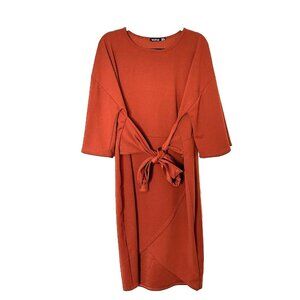 Boohoo Tall Off The Shoulder Mustard Color Wrap Midi Bodycon Dress Size 20